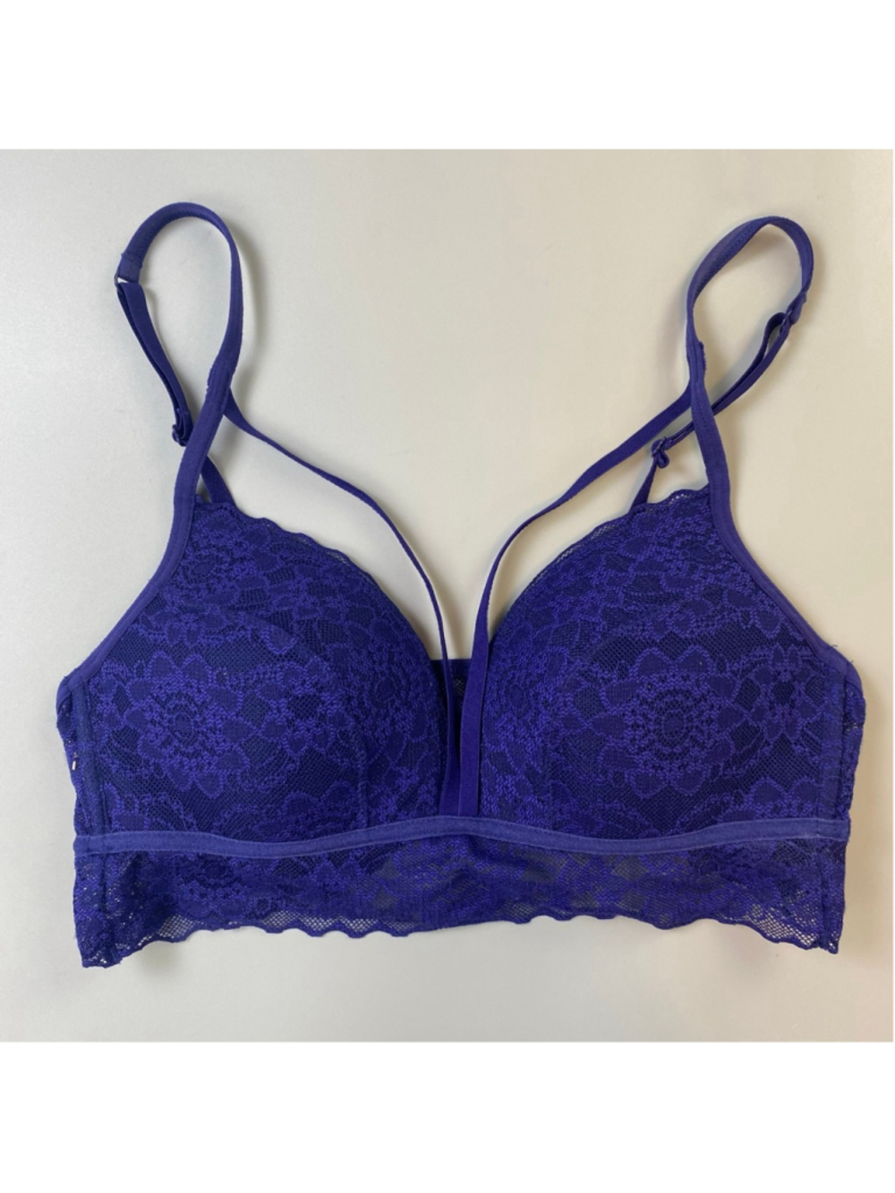 PINK Victorias Secret Small Bralette Purple Lace Lightly Lined Romantic Coquette